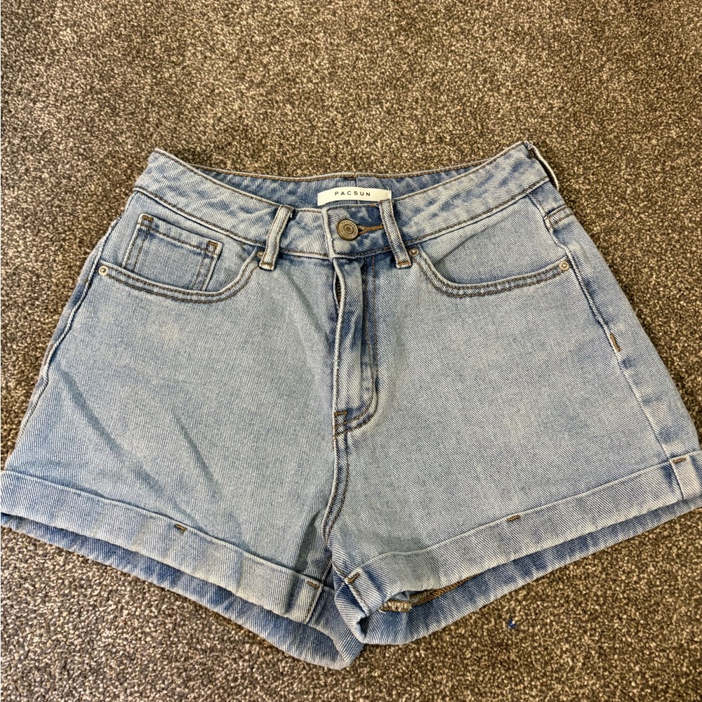 PacSun Blue Jean Shorts High-Waisted Cuffed Hem